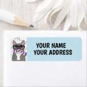 冬のスカーフのコーヒーキャット差出人住所ラベル ラベル (インサイチュ)