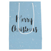 冬のスカーフを巻いたクリスマスの子猫 ミディアムペーパーバッグ (裏面)