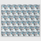 冬のスカーフを巻いたクリスマスの子猫 ラッピングペーパー (フラット)