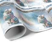 冬のスカーフを巻いたクリスマスの子猫 ラッピングペーパー (ロールコーナー)