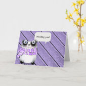 冬のスカーフを巻いたパンダのクマ カード (黄色い花)