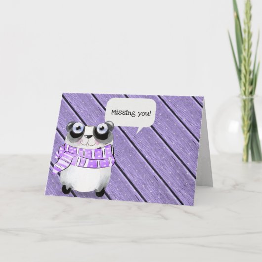 冬のスカーフを巻いたパンダのクマ カード (正面)