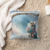 冬のスカーフを巻いた子猫 クッション (ブランケット)