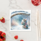 冬のスカーフを巻いた子猫 スタンダードカクテルナプキン (インサイチュ)