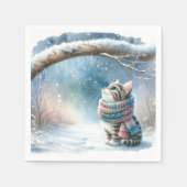 冬のスカーフを巻いた子猫 スタンダードカクテルナプキン (正面)
