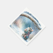 冬のスカーフを巻いた子猫 スタンダードカクテルナプキン (角)