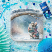 冬のスカーフを巻いた子猫 ペーパープレート (パーティー)