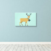 冬のスカーフを巻くトナカイ（クリスマス動物） キャンバスプリント (インサイチュ (ウッドフロア))