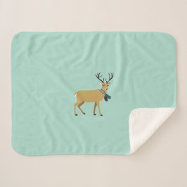 冬のスカーフを巻くトナカイ(クリスマス動物) シェルパブランケット