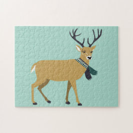 冬のスカーフを巻くトナカイ（クリスマス動物） ジグソーパズル