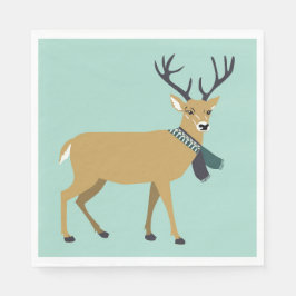 冬のスカーフを巻くトナカイ（クリスマス動物） スタンダードランチョンナプキン