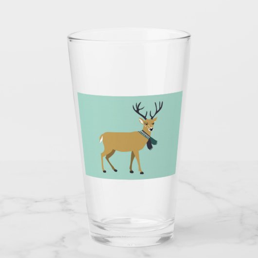 冬のスカーフを巻くトナカイ（クリスマス動物） タンブラーグラス (正面)