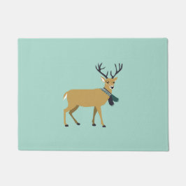 冬のスカーフを巻くトナカイ（クリスマス動物） ドアマット