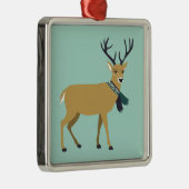 冬のスカーフを巻くトナカイ(クリスマス動物) メタルオーナメント (右)