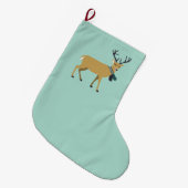 冬のスカーフを巻くトナカイ（クリスマス動物） ラージクリスマスストッキング (正面 (吊り時))