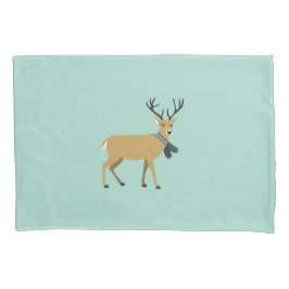 冬のスカーフを巻くトナカイ（クリスマス動物） 枕カバー