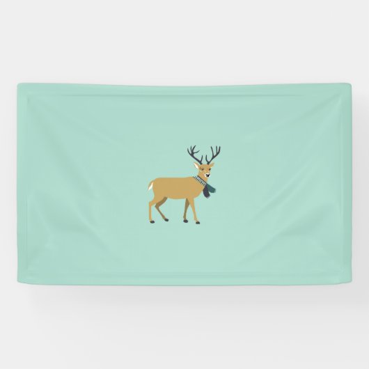 冬のスカーフを巻くトナカイ（クリスマス動物） 横断幕 (横)