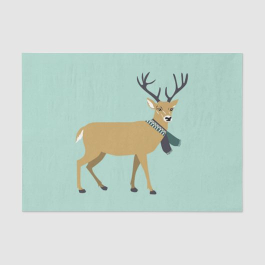 冬のスカーフを巻くトナカイ（クリスマス動物） 薄葉紙 (正面)