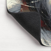 冬のスカーフを着ストライプのた髭のあるコリー マウスパッド (コーナー)