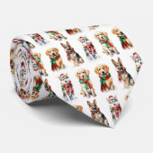 冬のスカーフを身に着けたクリスマスドッグ ネクタイ (ロール)