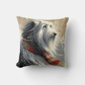 冬のスカーフストライプの付き髭のあるコリー クッション (正面)