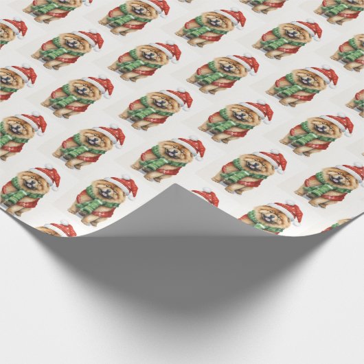 冬のスカーフ付きクリスマスチャウチョウ ラッピングペーパー (角)