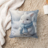 冬のスカーフ付きホワイトバニー クッション (ブランケット)