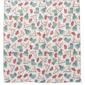 冬のスカーフ及び手袋パターン シャワーカーテン (正面)