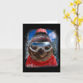 冬のスキーでジャイアントスロース カード (黄色い花)