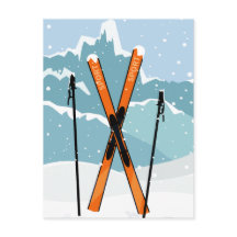 冬のスキーはがき