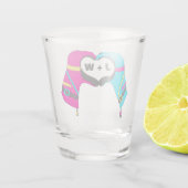 冬のスキーグローブハンドインハート形状イニシャル ショットグラス (裏面)