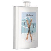 冬のスキー名前をカスタムするのフラスコ フラスク (右)