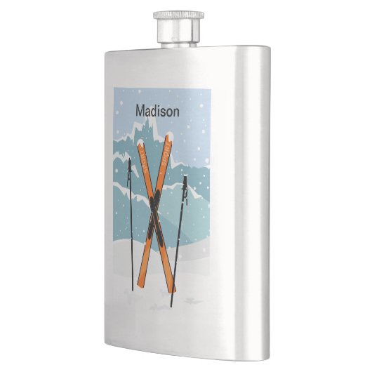 冬のスキー名前をカスタムするのフラスコ フラスク (左)