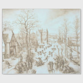 冬のスケータヴィンテージクリスマスラッピング紙 ラッピングペーパー (フラット)