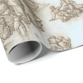 冬のスケータヴィンテージクリスマスラッピング紙 ラッピングペーパー (ロールコーナー)