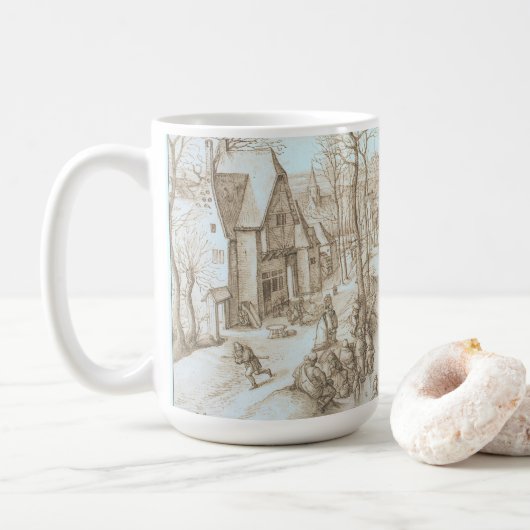 冬のスケーター(1584)ヴィンテージアートクリスマスマグカップ コーヒーマグカップ (ドーナツ)