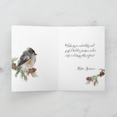 冬のスズメのトウヒ赤い果実メリークリスマス シーズンカード (内部)