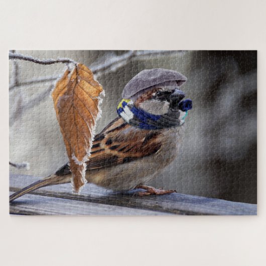 冬のスズメパズル ジグソーパズル (横)