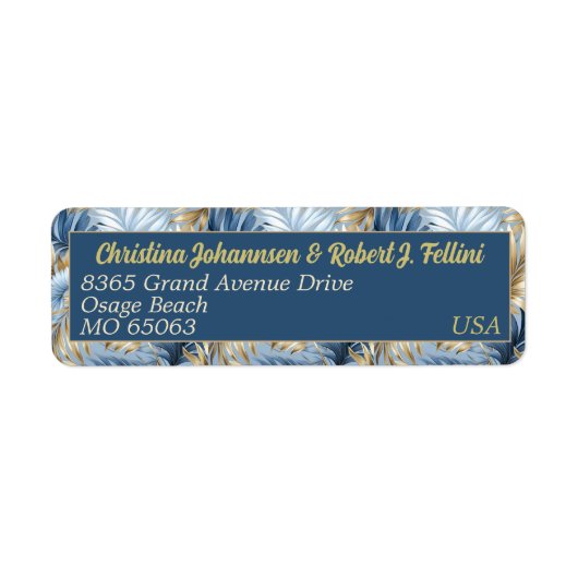 冬のスタイルエレガントブルーのフォク離れゴールデンのカスタム ラベル (正面)