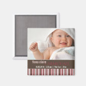 冬のストライプベビー・ピンク マグネット (正面/裏面)