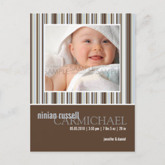 冬のストライプベビー・ブラウン 案内ポストカード