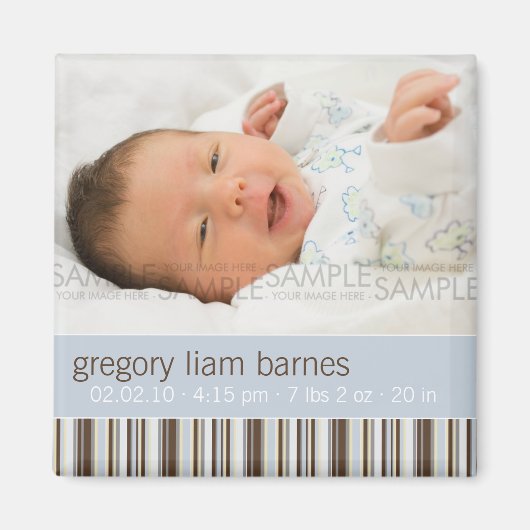 冬のストライプベビー・ブルー マグネット (正面)