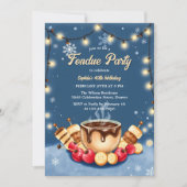 冬のストロベリーチョコレートフォンデュ誕生日パーティー 招待状 (正面)