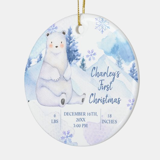 冬のスノークマの動物初めてのクリスマス セラミックオーナメント (左)