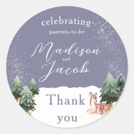 冬のスノーグローブベビーシャワー ラウンドシール