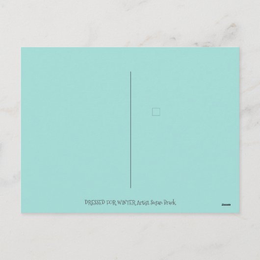 冬のスノーシューズ&コートピンクフラミンゴトレッキング シーズンポストカード (裏面)