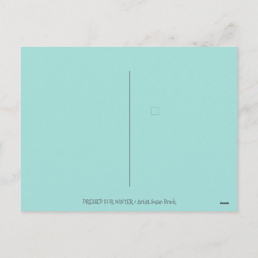 冬のスノーシューズ&コートピンクフラミンゴトレッキング シーズンポストカード (裏面)