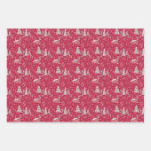 冬のスノーシューフラットラップ(3枚) ラッピングペーパーシート (正面2)