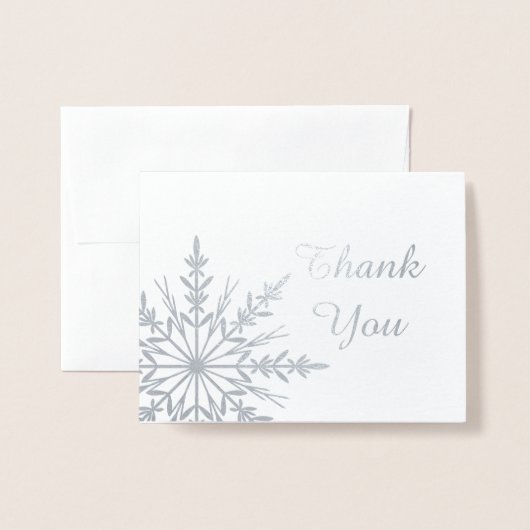 冬のスノーフレークありがとうご注意 箔カード (封筒付き正面)