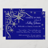 冬のスノーフレークきらきら光る宝石スワールシャワー招待状 招待状 (正面/裏面)